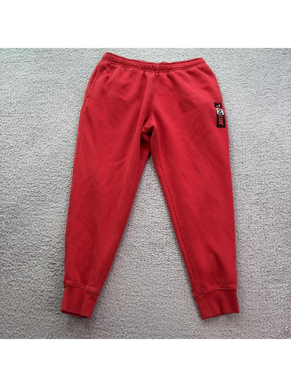Nike Red Fleece Jogger Sweatpants Mens Large Just Do It Athletic Lounge Pants